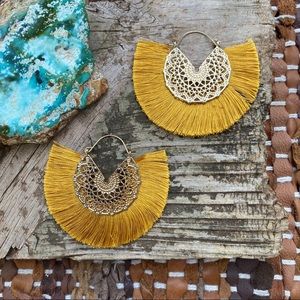 Anthropologie Amelia Filigree Silk Hoop Earrings